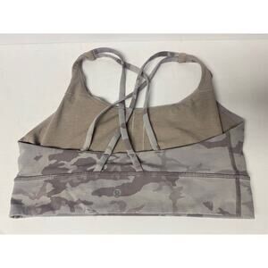 LULULEMON Longline Energy Bra Gray Camo Women's Size 12 No Inserts